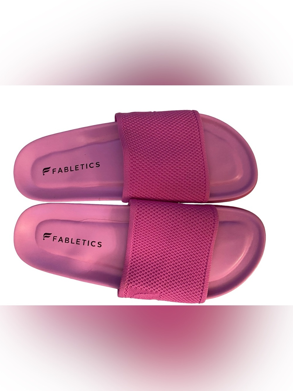 Fabletics Bright Pink Mesh Strap Slide Sandals